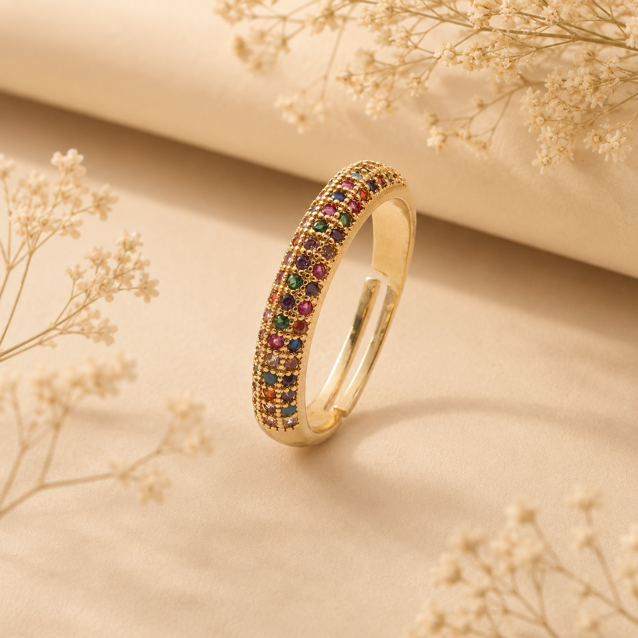 ALIKA Mosaic Adjustable Ring | Zircon Jewellery Micro Setting Gold Adjustable Ring Women